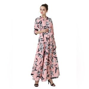 NWT Maternity Floral Pink Maxi Dress Size Medium